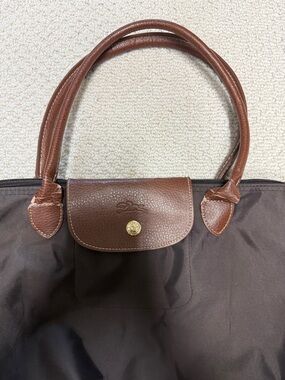 Longchamp Brown Nylon Tote with Brown Leather Trim (As Is)